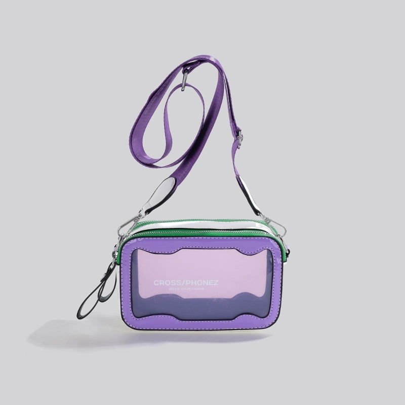 Neon Green Clear Jelly Bag Zip Crossbody Cameral Bag with Wide Strap | PRUSES