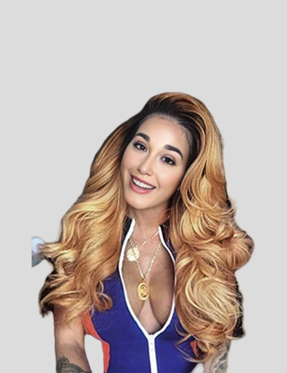 Ombre Honey Blonde Lace Frontal Wigs Body Wave Human Hair Wigs with Baby Hair Colored Human HairWigs-1