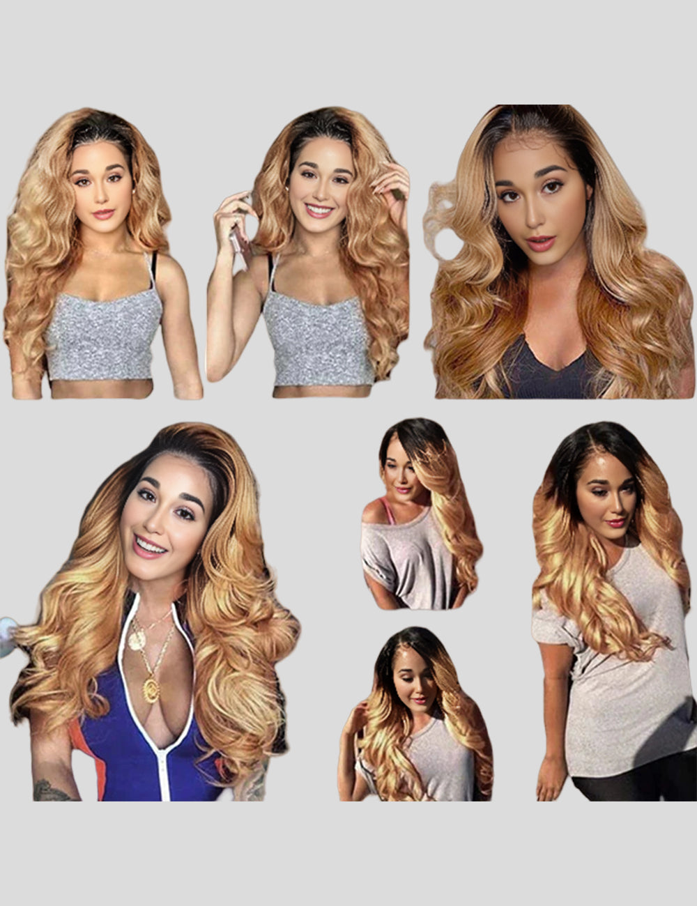 Ombre Honey Blonde Lace Frontal Wigs Body Wave Human Hair Wigs with Baby Hair Colored Human HairWigs-6