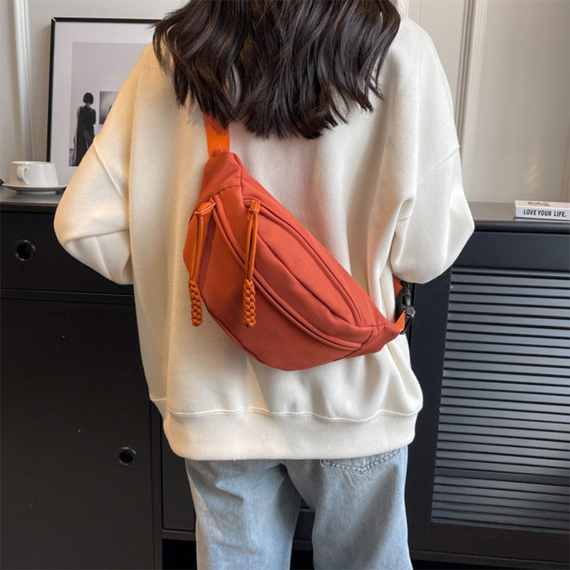 Orange Canvas Fanny Pack Wide Strap Crossbody Waist Bags | PRUSES-1