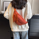 Orange Canvas Fanny Pack Wide Strap Crossbody Waist Bags | PRUSES-1