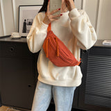 Orange Canvas Fanny Pack Wide Strap Crossbody Waist Bags | PRUSES-3
