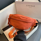 Orange Canvas Fanny Pack Wide Strap Crossbody Waist Bags | PRUSES