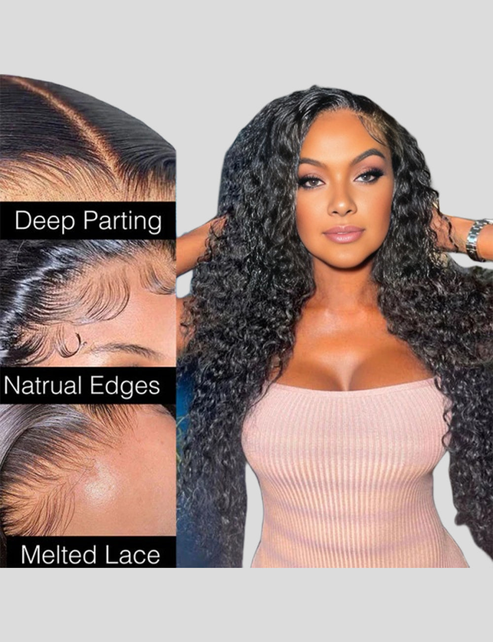 Overnight Shipping 13x4 Lace Front Wigs Brazilian Deep Wave Wig Deep Curly Glueless Human Hair Wigs-4
