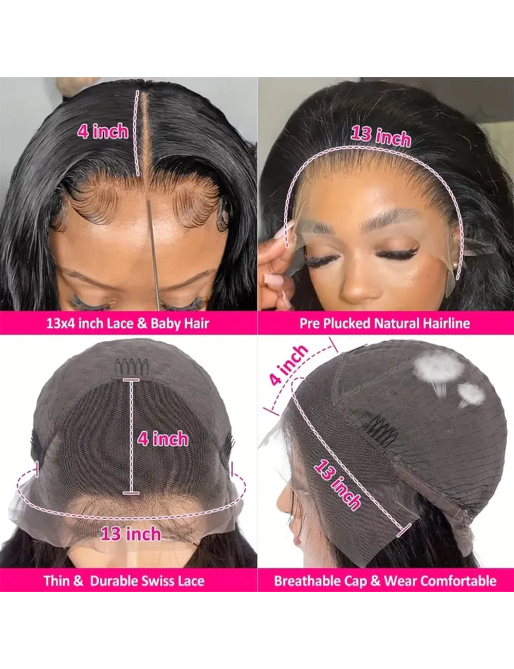 Overnight Shipping 13x4 Lace Frontal Wig Brazilian Body Wave Lace Front Human Hair Wigs-7