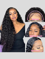 Overnight Shipping Human Hair Wigs HD Lace Frontal Wig Water Wave Long 34 Inch Wigs-3