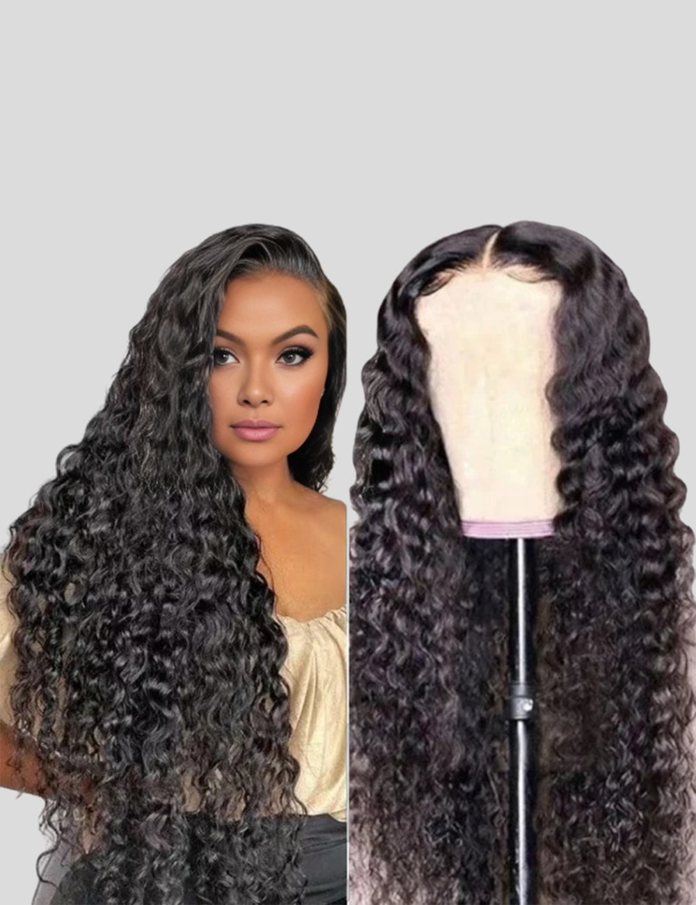 Overnight Shipping Human Hair Wigs HD Lace Frontal Wig Water Wave Long 34 Inch Wigs-4