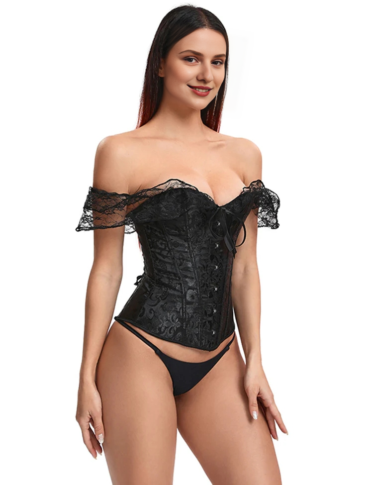 Women Plus Size Off-Shoulder Lace Bodysuit-1