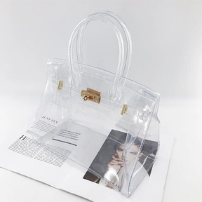 PVC Top Handle Clear Satchel Bag Clear Beach Handbags| PRUSES