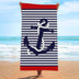 Personalized Striped Anchor Quick Dry Beach Towel | PRUSES