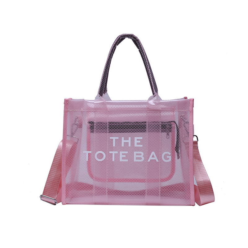Pink Clear Tote Bag Large Tote Handbags with Removable Wide Strap | PRUSES