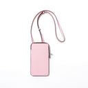 Pink Leather Crossbody Square Mobile Phone Bag Mini Purse