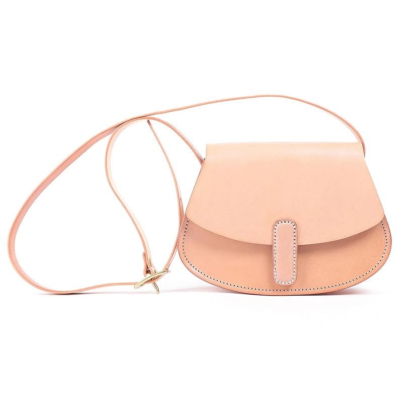 Pink Leather Flap Half-circle Saddle Bags Crossbody Bag | PRUSES-2