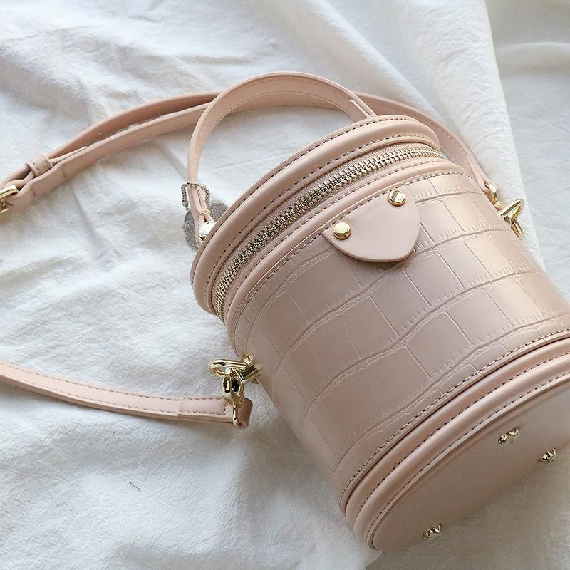 Pink Mint Leather Croc Printed Zipper Mini Buckle Bag Crossbody Bags