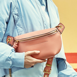 Pink_genuine_leather_zipper_fanny_pack_chain_strap_belt_bags_3