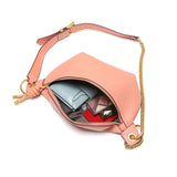 Pink_genuine_leather_zipper_fanny_pack_chain_strap_belt_bags_8
