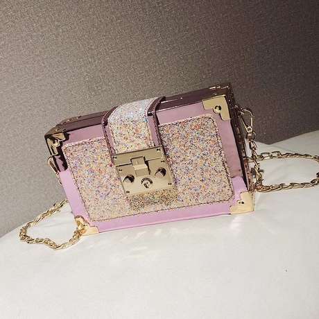 Rainbow Glitter Box Chain Bag Crossbody Purses | PRUSES-2