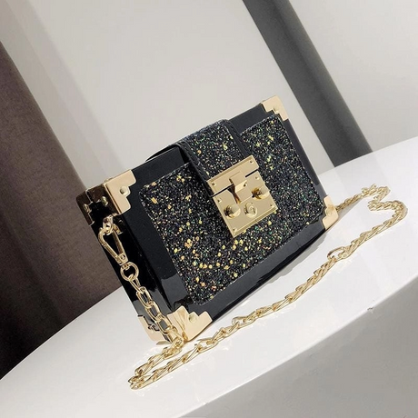 Rainbow Glitter Box Chain Bag Crossbody Purses | PRUSES-3