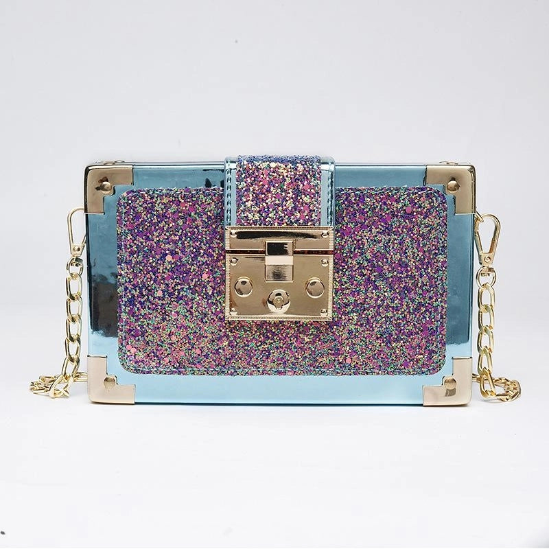 Rainbow Glitter Box Chain Bag Crossbody Purses | PRUSES-6