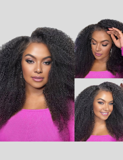 Realistic 4C Hairline 13x4 HD Lace Frontal Wig Afro Curly Human Hair Wigs High 250 Density Wig-1