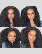 Realistic 4C Hairline 13x4 HD Lace Frontal Wig Afro Curly Human Hair Wigs High 250 Density Wig-4