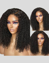 Realistic 4C Hairline 13x4 HD Lace Frontal Wig Afro Curly Human Hair Wigs High 250 Density Wig-6