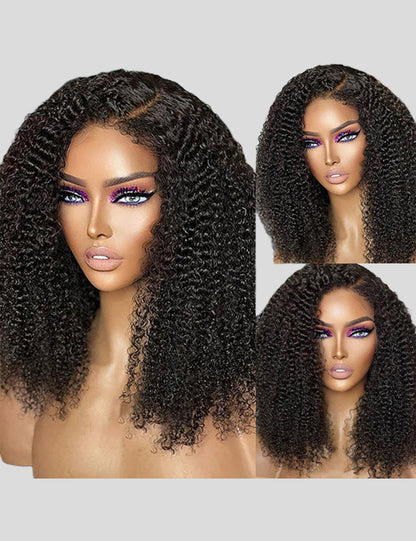 Realistic 4C Hairline 13x4 HD Lace Frontal Wig Afro Curly Human Hair Wigs High 250 Density Wig-6