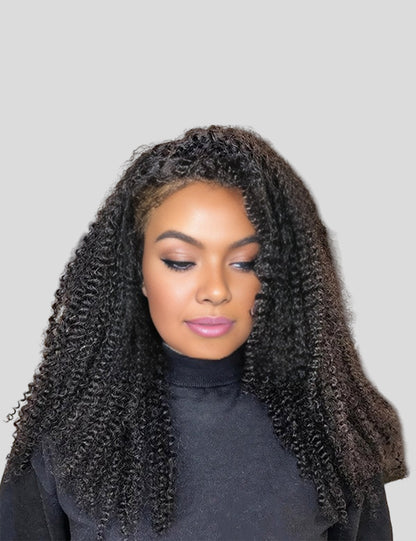 Realistic 4C Hairline 13x4 HD Lace Frontal Wig Afro Curly Human Hair Wigs High 250 Density Wig