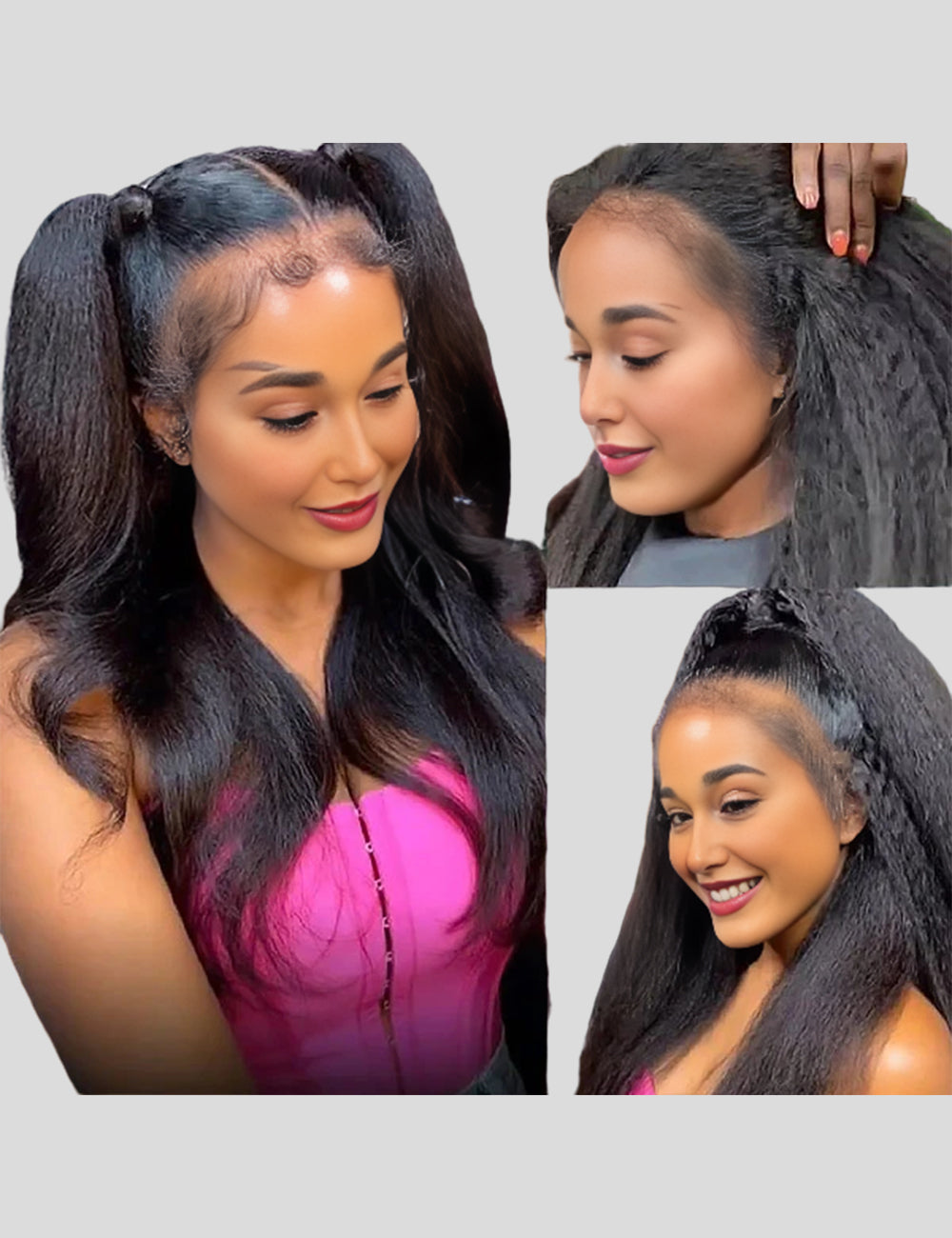 Realistic 4C Hairline HD Lace Frontal Wig Kinky Straight Glueless Human Hair Wig With Kinky Baby Hair-2