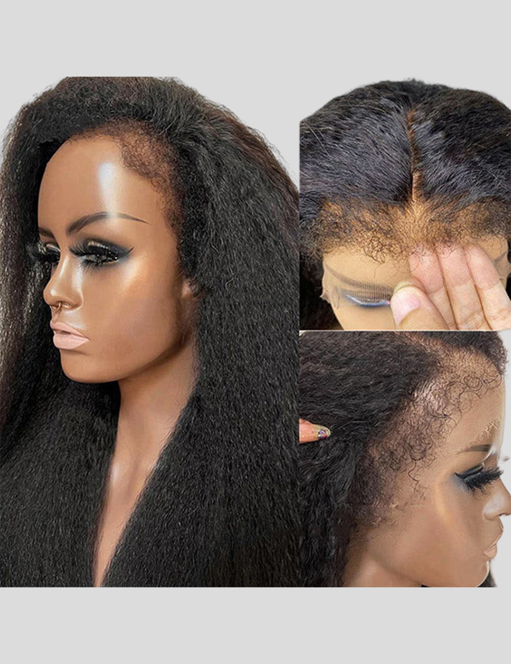 Realistic 4C Hairline HD Lace Frontal Wig Kinky Straight Glueless Human Hair Wig With Kinky Baby Hair-4