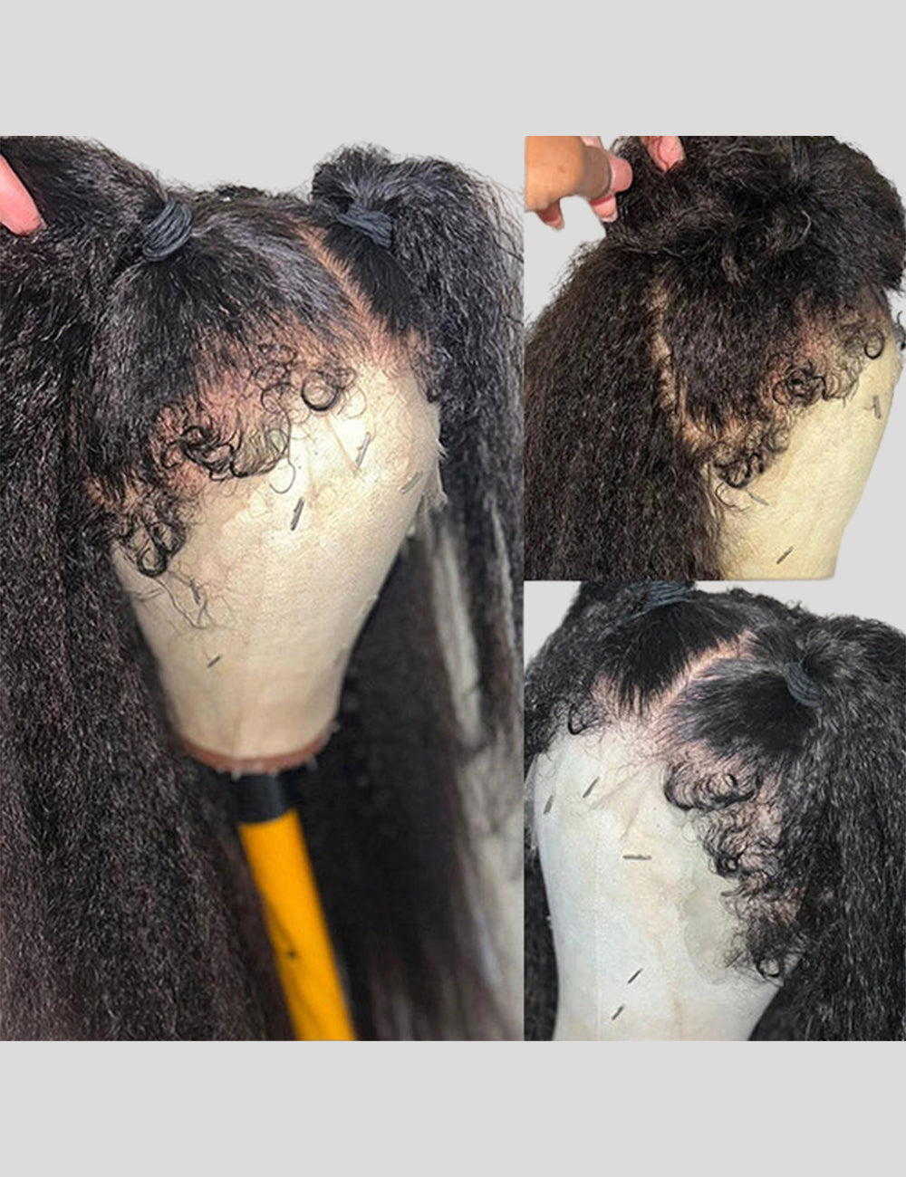 Realistic 4C Hairline HD Lace Frontal Wig Kinky Straight Glueless Human Hair Wig With Kinky Baby Hair-5
