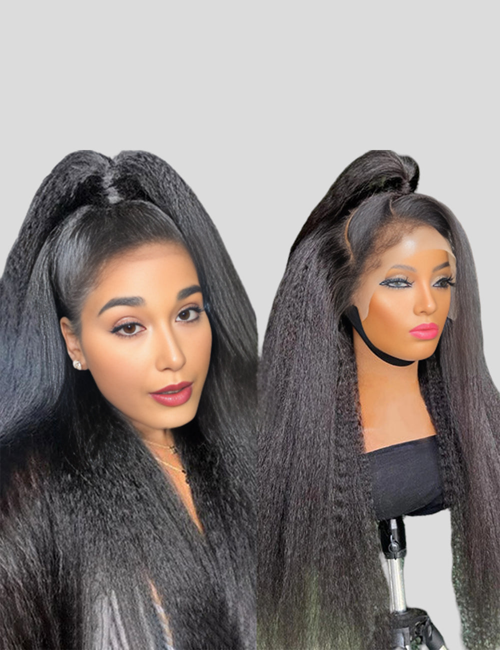 Realistic 4C Hairline HD Lace Frontal Wig Kinky Straight Glueless Human Hair Wig With Kinky Baby Hair