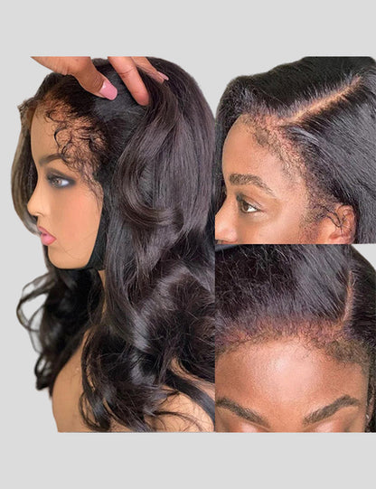 Realistic 4C Kinky Edges HD Lace Wigs Body Wave 13x4 Lace Frontal Wig With Kinky Baby Hair-1