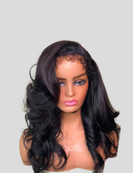 Realistic 4C Kinky Edges HD Lace Wigs Body Wave 13x4 Lace Frontal Wig With Kinky Baby Hair-2