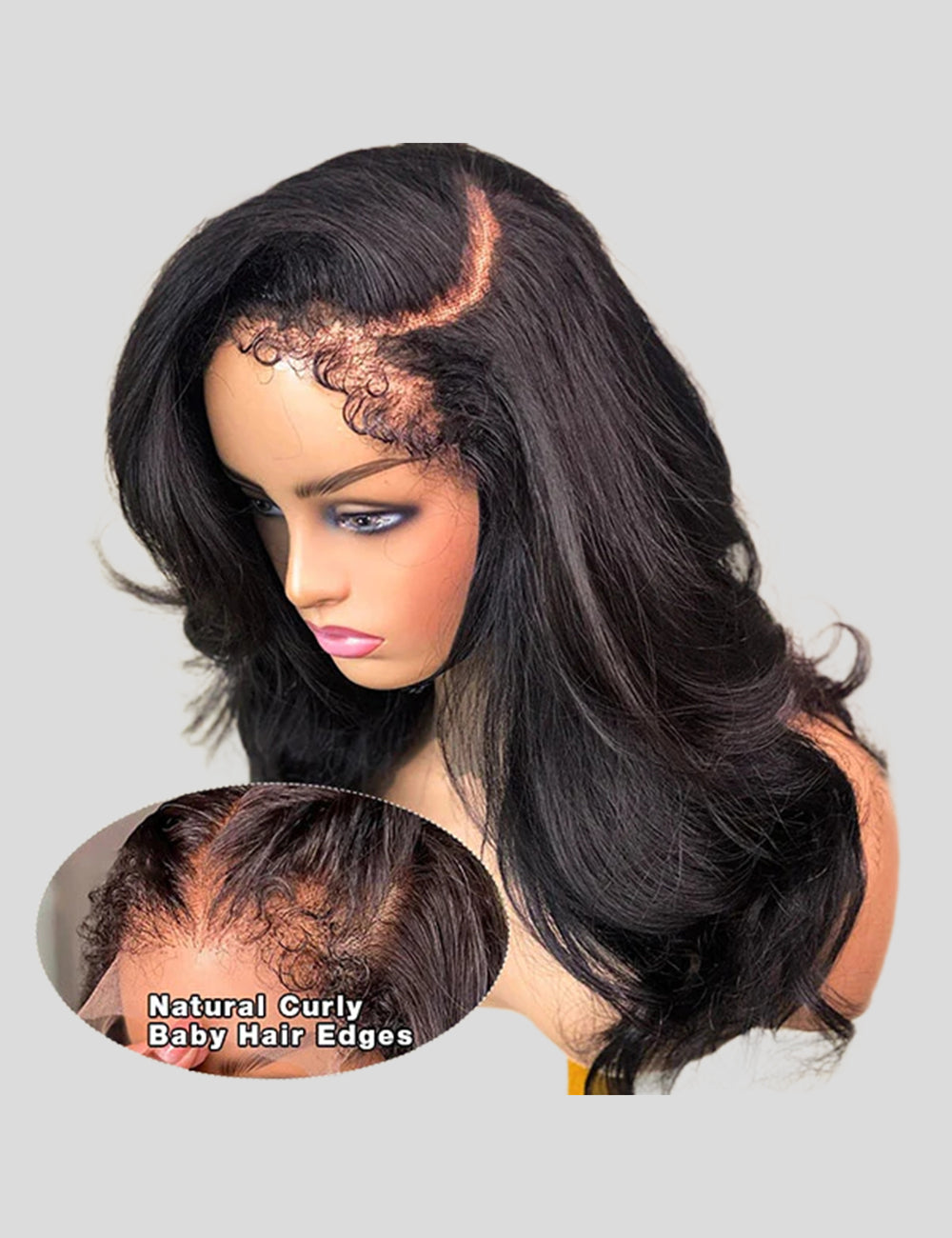Realistic 4C Kinky Edges HD Lace Wigs Body Wave 13x4 Lace Frontal Wig With Kinky Baby Hair-4