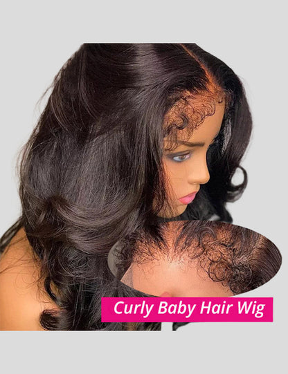Realistic 4C Kinky Edges HD Lace Wigs Body Wave 13x4 Lace Frontal Wig With Kinky Baby Hair-5