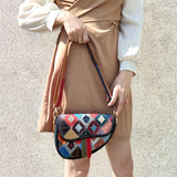 Red and Blue Color Block Leather Funny Pack Waist Bags | PRUSES-3