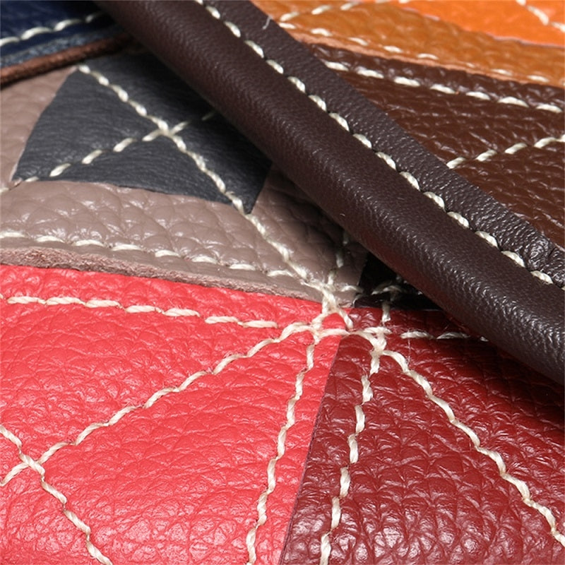 Red and Blue Color Block Leather Funny Pack Waist Bags | PRUSES-4