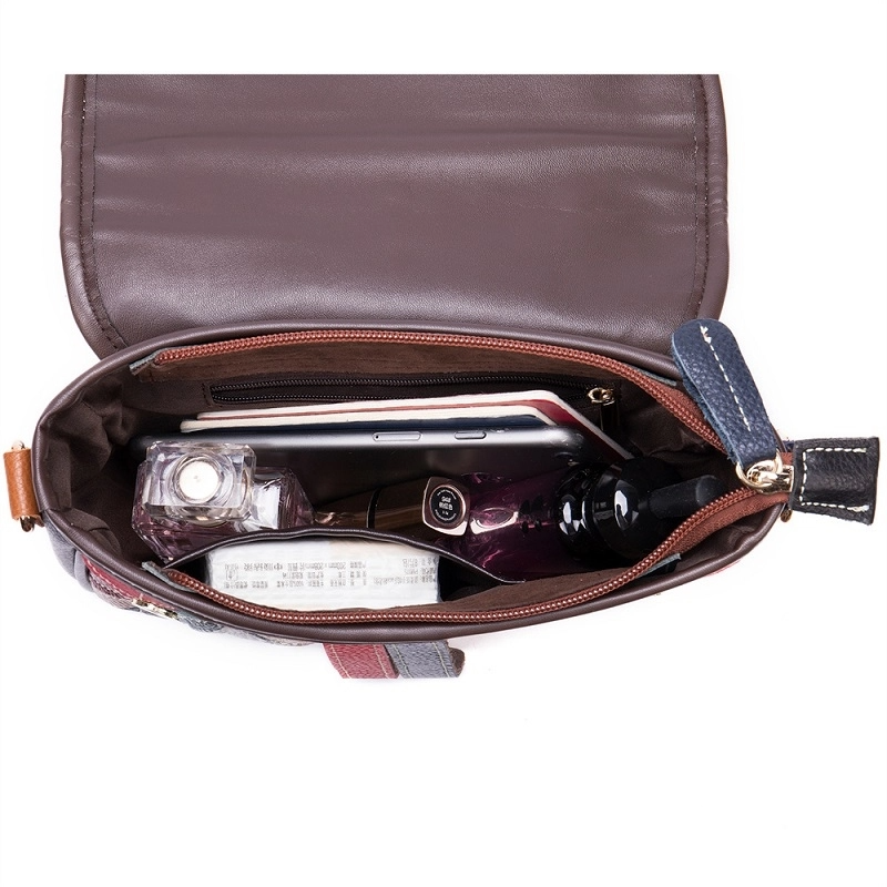 Red and Blue Color Block Leather Funny Pack Waist Bags | PRUSES-8