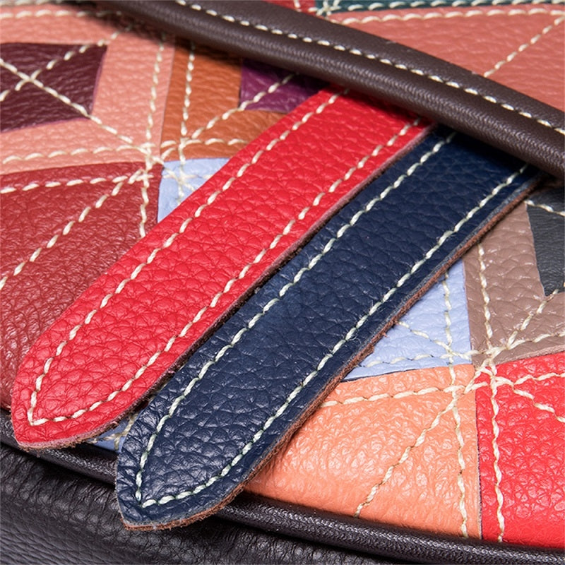 Red and Blue Color Block Leather Funny Pack Waist Bags | PRUSES-9