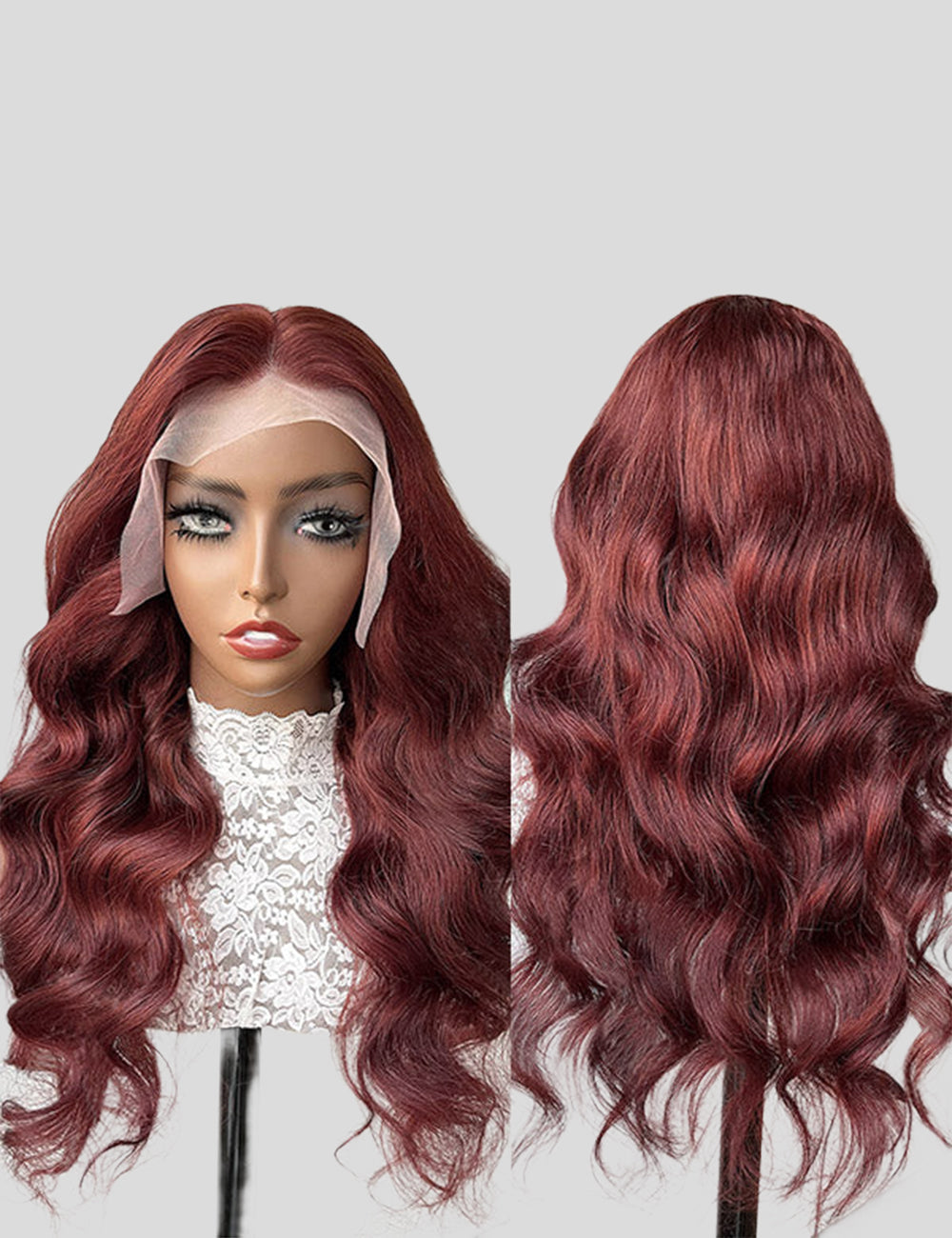 Reddish Brown Human Hair Wigs 13x4 Body Wave Pre Plucked Wigs Frontal Wigs With Natural Hairline-4