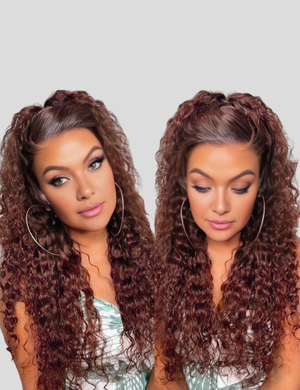 Reddish Brown Lace Front Wigs HD 13x4 Frontal Wigs Deep Curly Human Hair Lace Frontal Wigs-1