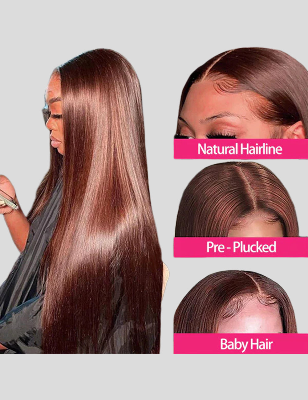 Reddish Brown Wig 13x4 Straight Lace Front Wigs 34Inch Frontal Lace Wigs-1