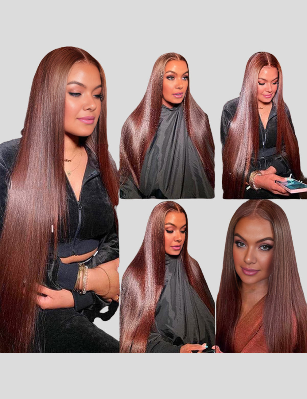Reddish Brown Wig 13x4 Straight Lace Front Wigs 34Inch Frontal Lace Wigs-4