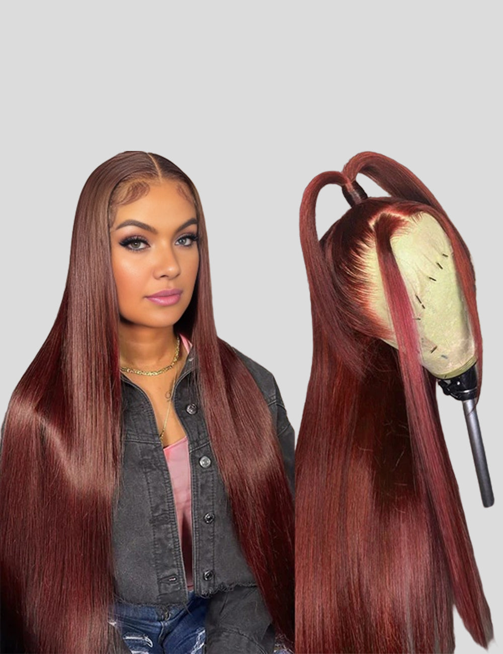 Reddish Brown Wig 13x4 Straight Lace Front Wigs 34Inch Frontal Lace Wigs