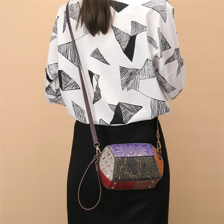 Retro Multicolor Embossing Leather Mini Crossbody Bags Wrist Clutch-2