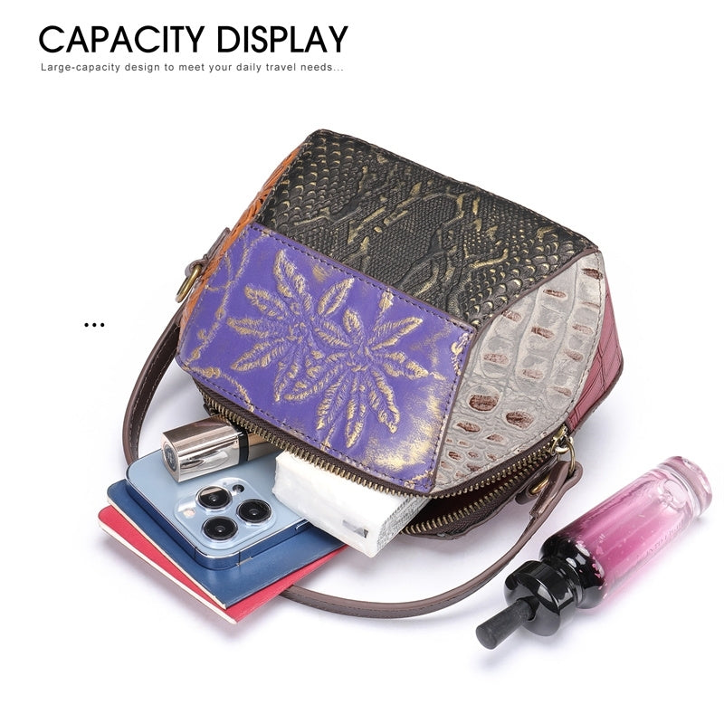 Retro Multicolor Embossing Leather Mini Crossbody Bags Wrist Clutch-4