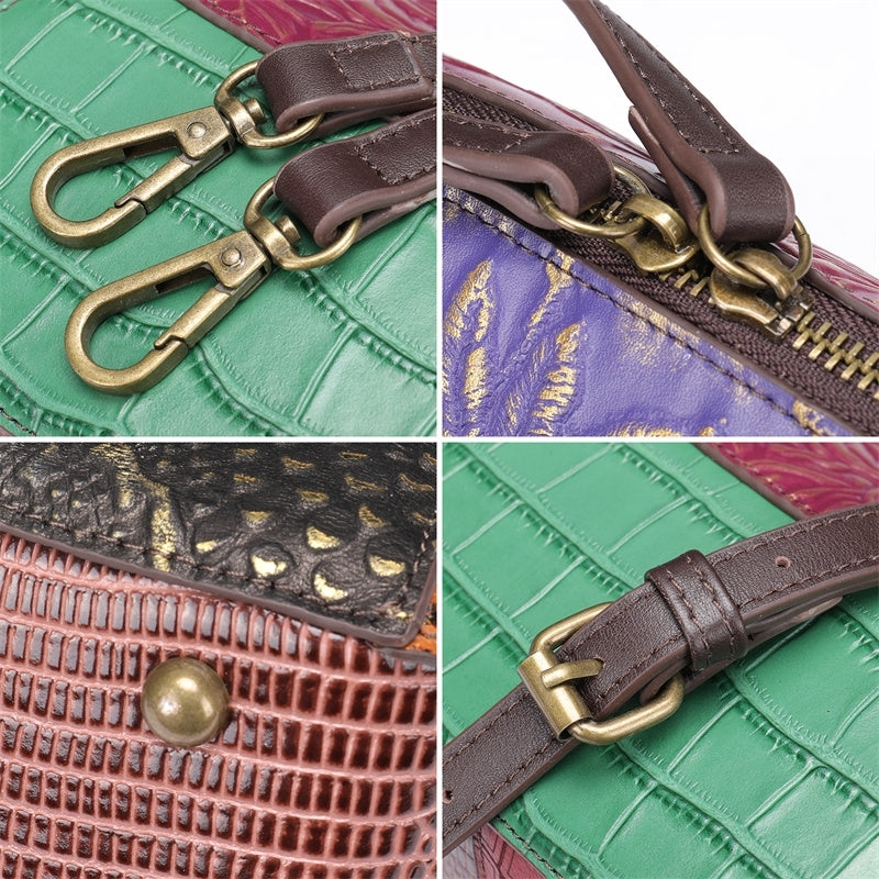 Retro Multicolor Embossing Leather Mini Crossbody Bags Wrist Clutch-6