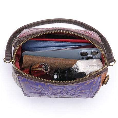 Retro Multicolor Embossing Leather Mini Crossbody Bags Wrist Clutch-7