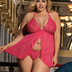 Sheer Stretch Lace and Net Open Back Babydoll1